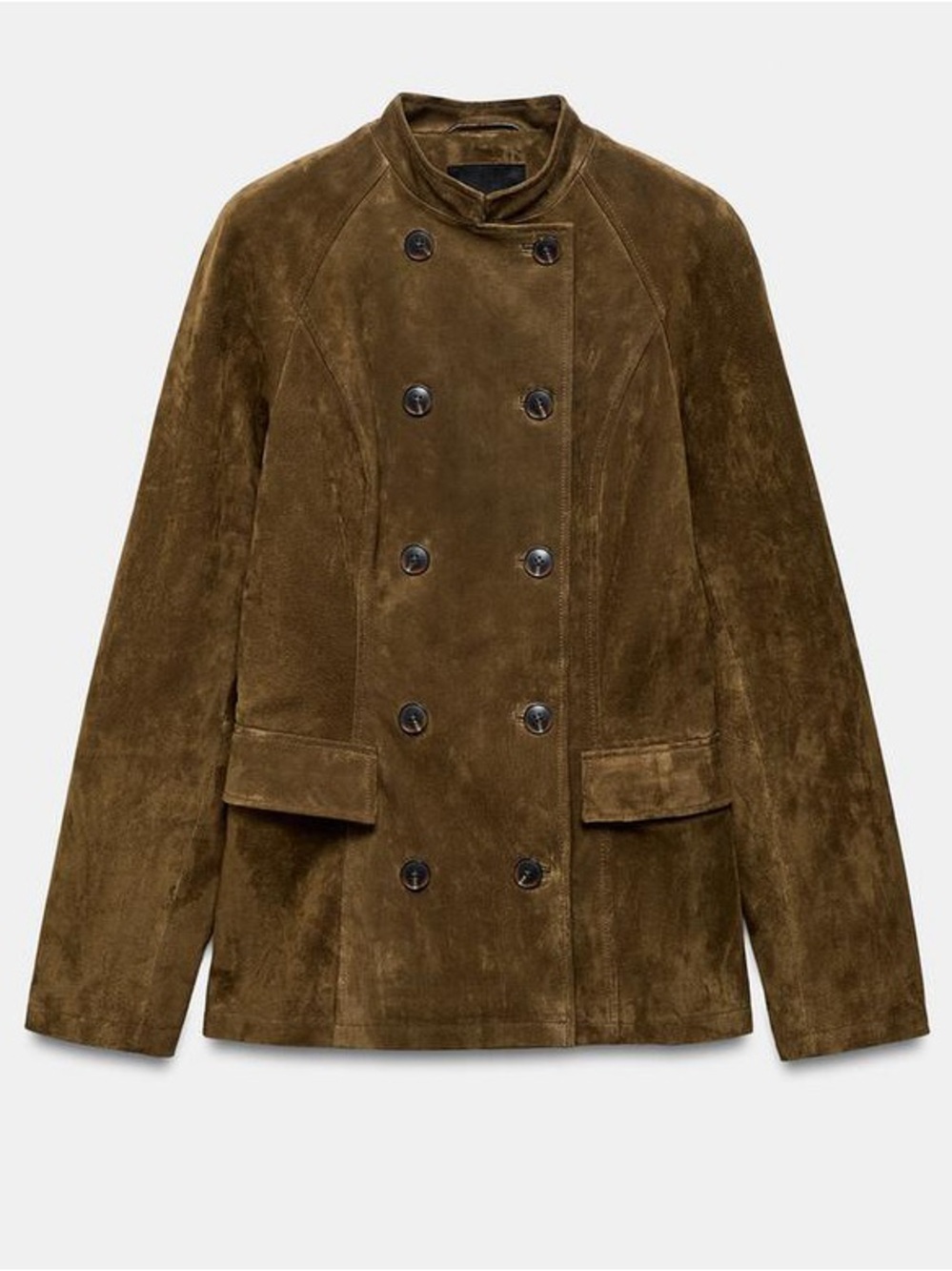 ZARA 100% SUEDE LEATHER FITTED JACKET